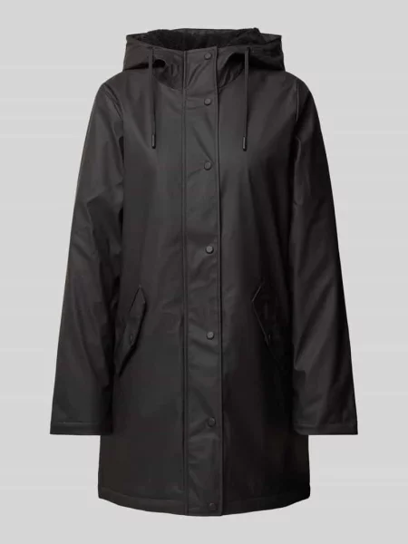 Płaszcz przeciwdeszczowy z z patką i ocieplającą podszewką model ‘SALLY’ Only czarny