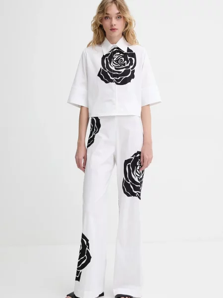 Штани Blugirl Blumarine широкі висока посадка білий