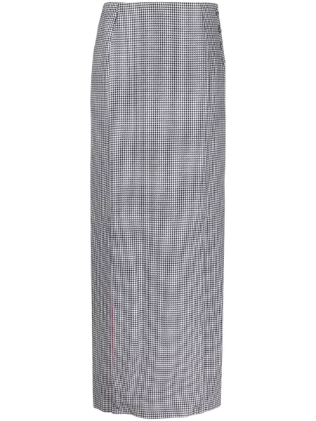 Vilnonis "houndstooth" rašto maksi maxi sijonas Thom Browne juoda