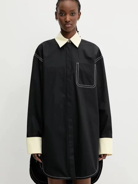 Sportmax cămașă din cu guler clasic relaxed negru
