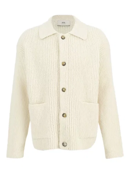 Kołnierzykowy kardigan Ami Paris prążkowany