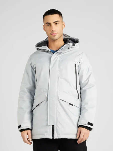 JACK & JONES Zimná parka striebornosivá / čierna