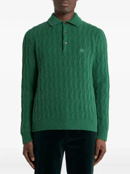 Tricou polo Etro din cașmir verde