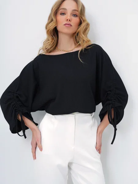 Trend Alaçatı Stili Bluză negru