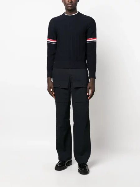 Dryžuotas ilgas megztinis Thom Browne mėlyna