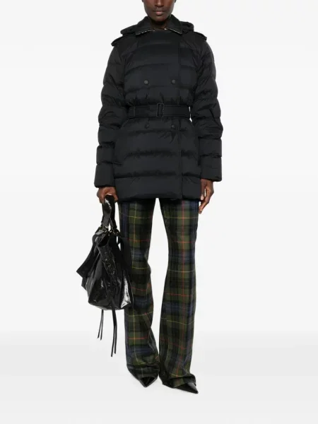 Matlasat cu centură palton Burberry negru
