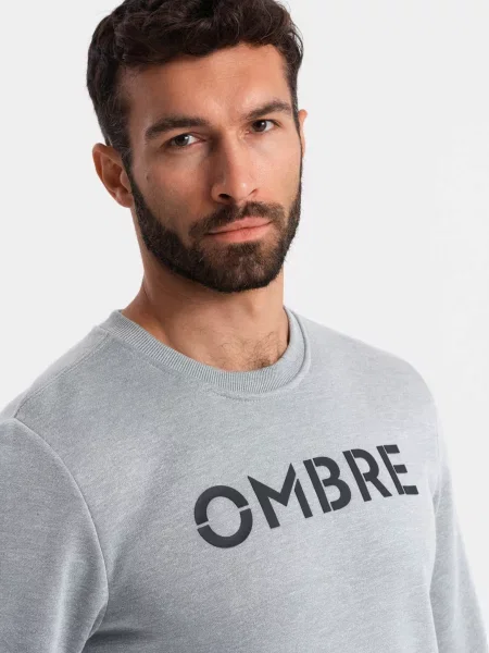 Klasická mikina Ombre so slieňovým vzorom sivá