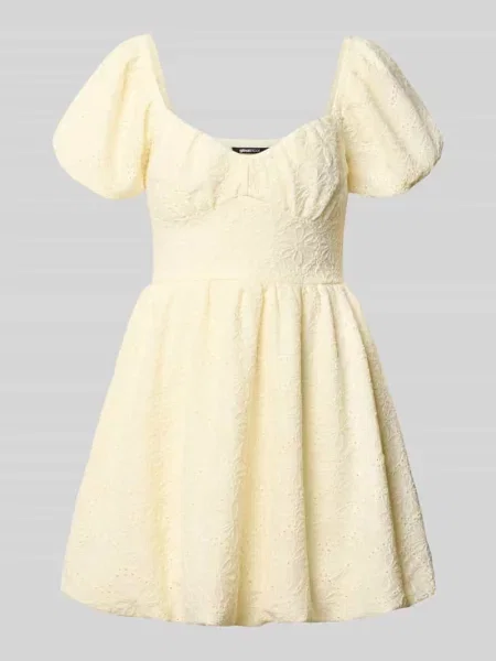 Sukienka mini z kwiatowym ażurowym haftem Gina Tricot