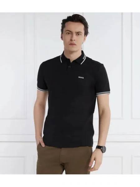 BOSS GREEN Polo Paul | stretch negru