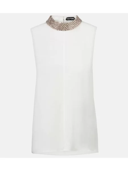 Satynowy jedwabny top Tom Ford biały