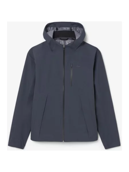Kurtka z kapturem Lacoste Lightweight Water-Repellent granatowa S niebieska