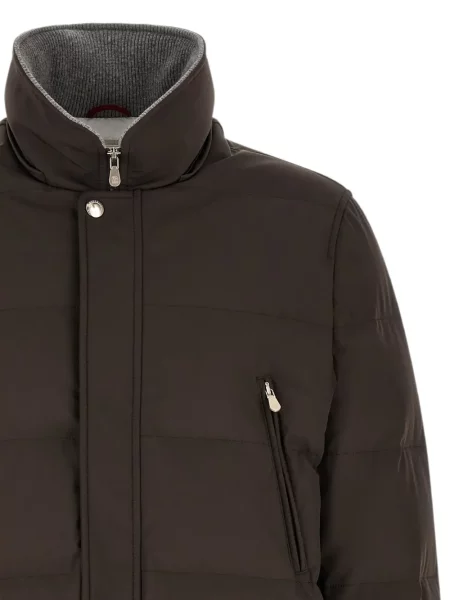 Geacă parka Brunello Cucinelli cu glugă maro
