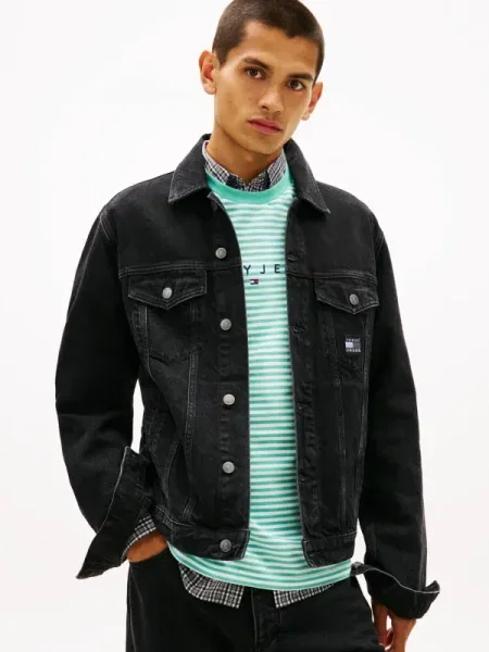 Tommy Jeans geacă jeans negru