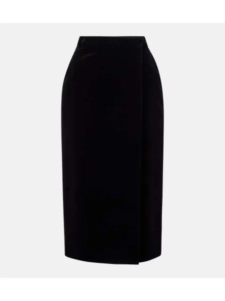 Fustă tip creion Saint Laurent de catifea negru
