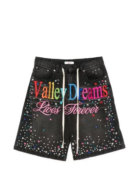 Pantaloni scurți Vale cu broderie negru