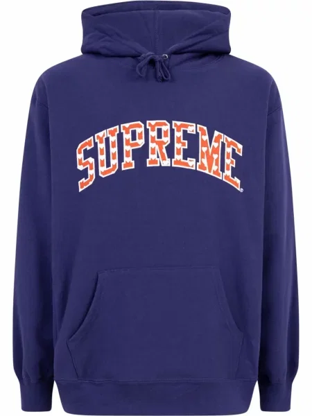 Hanorac cu glugă Supreme cu motiv cu inimi albastru