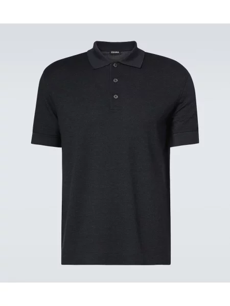 Polo Zegna de mătase albastru