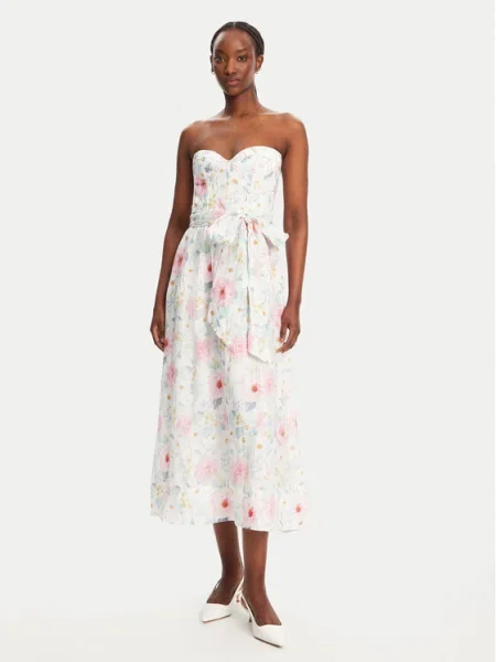 Bardot rochie midi evazați alb