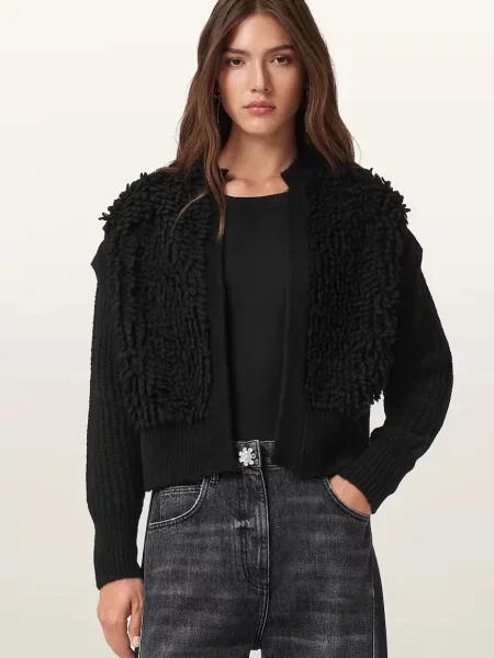 AllSaints cardigan din amestec de lână ELIAS negru