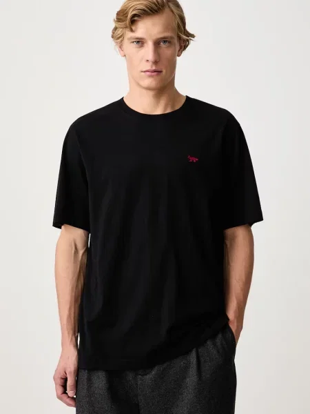Maison Kitsuné Red Profile Fox tricou din pentru bărbați roșu