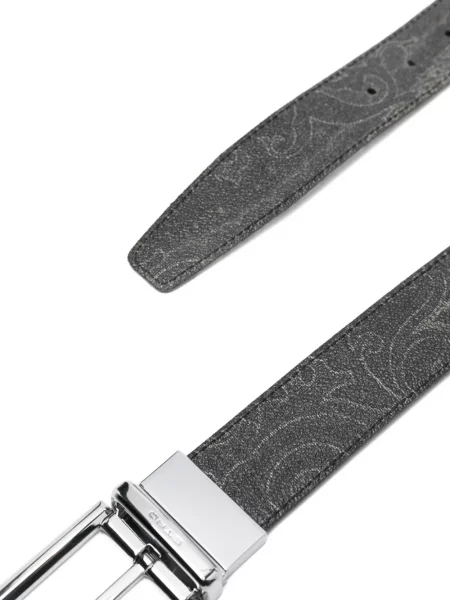 Curea Etro din piele cu model paisley negru