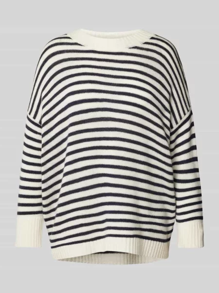 Sweter z dzianiny o kroju oversized z okrągłym dekoltem model ‘AMADEA’ 0039 Italy biały