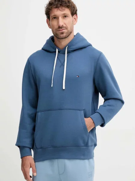 Суичър с качулка Tommy Hilfiger с качулка синьо