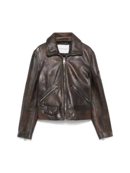 Kurtka skórzana Philippe Model brązowa