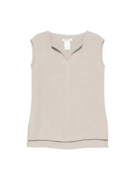 Top Max Mara bez rękawów z dekoltem w serek beżowy