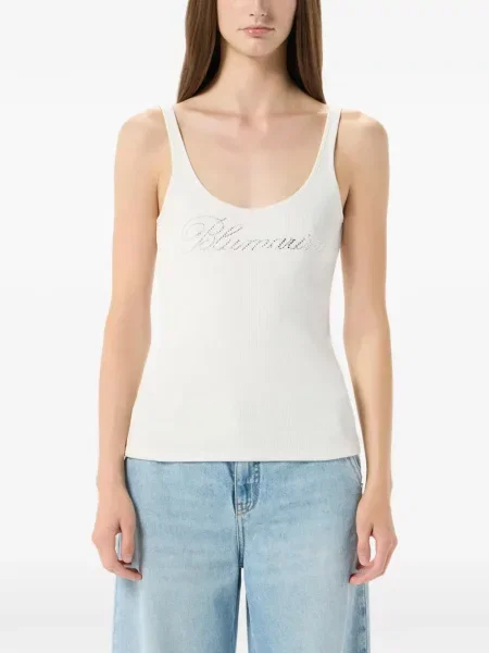 Top Blumarine cu broderie alb