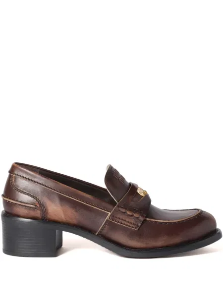 Pantofi loafer Miu Miu din piele maro