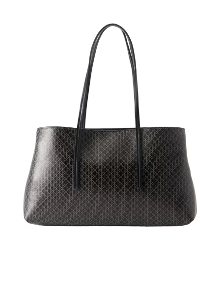 Geantă Calvin Klein Emblem Aop Medium Work Tote negru