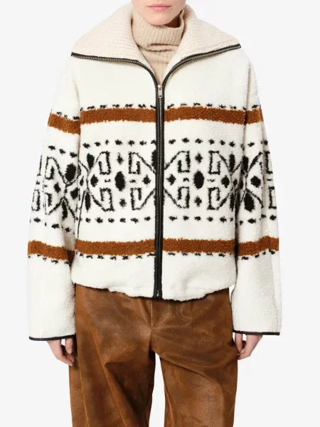 Geacă Marant Etoile cu imprimeu geometric alb