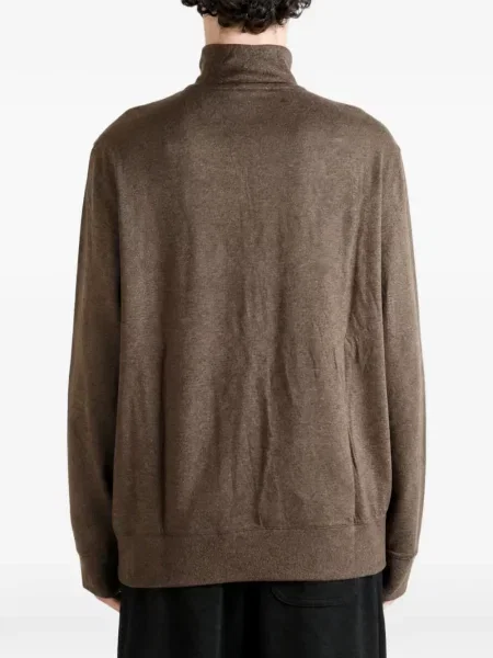 Sweter Polo Ralph Lauren w kratę tweedowy z kołnierzem brązowy