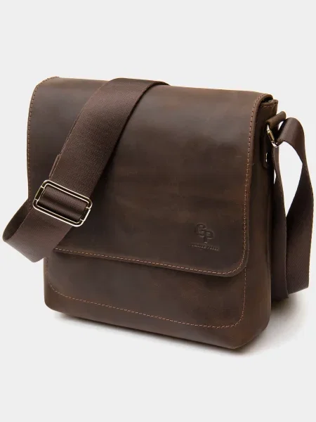 Кожаная сумка через плечо Grande Pelle коричневая