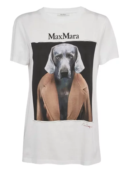 Tricou grafic Max Mara cu imagine alb
