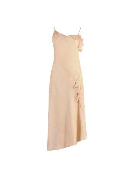 Victoria Beckham sukienka pomarańczowy midi rozkloszowana różowa