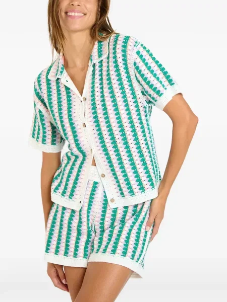 Cămașă Banana Moon cu dungi tricotate alb