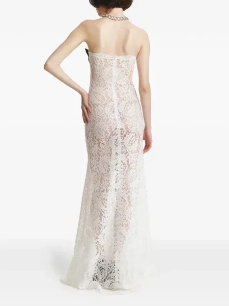 Rochie 2310 Studio cu funde din dantelă alb