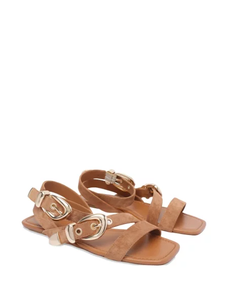 Sandale Stuart Weitzman din piele de căprioară fără toc maro
