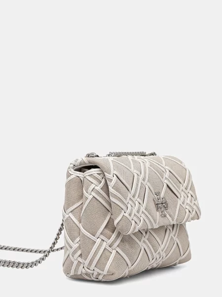 Маленькая сумка Tory Burch из канваса бежевая