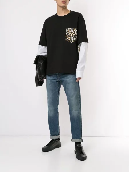 Koszulka Roberto Cavalli z nadrukiem w panterkę czarna