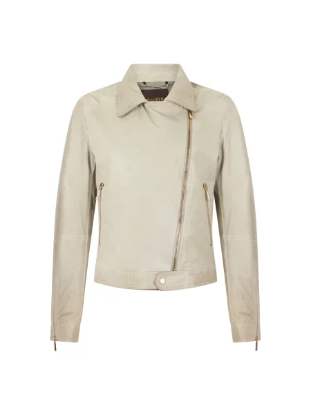 Kurtka skórzana Moorer beżowa