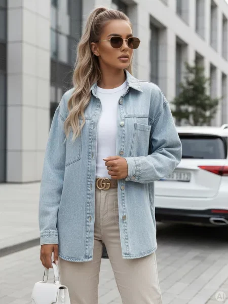 Kurtka koszulowa jeansowa oversize BLUEDIVA Dstreet niebieska