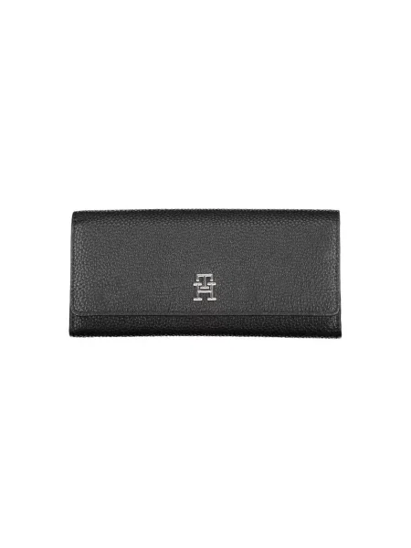 Lniany portfel Tommy Hilfiger czarny
