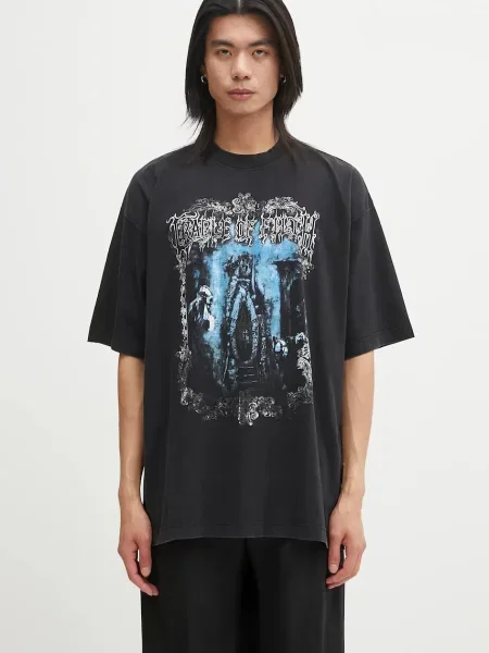 VETEMENTS tricou din Cof Butterfly Oversized cu imprimeu negru