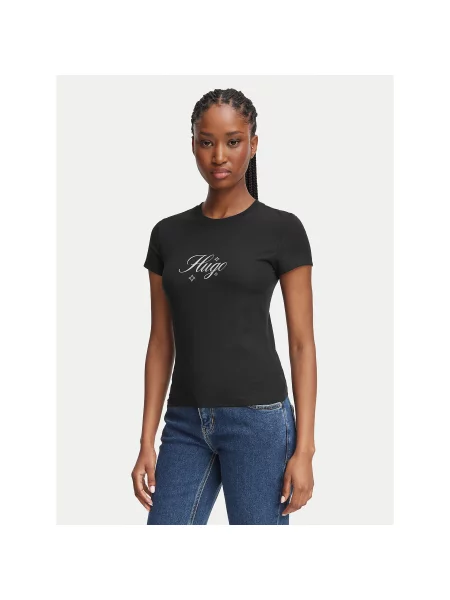 HUGO T-shirt Slim Fit crna