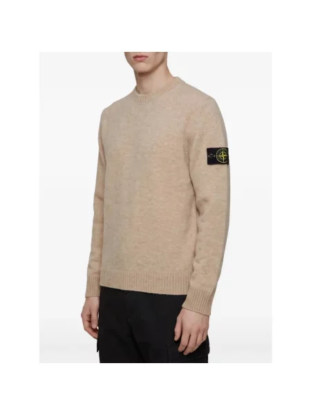 Sweter Stone Island wełniany z kamieniami brązowy