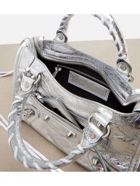 Geanta de piele Balenciaga din piele mini argintiu