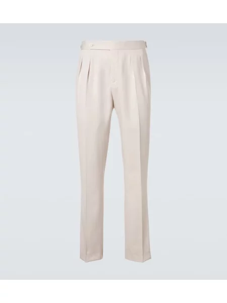 Pantaloni Brunello Cucinelli de mătase alb
